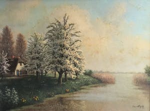 Jacobus Leonardus van der Meide - C4894, Plasgezicht met bloesembomen kopen? Bied vanaf 150!