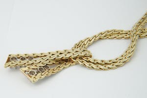 1921 -Vintage 14 kt goud & diamant (1.00ct) dubbele Scroll ketting - Strikmodel kopen? Bied vanaf 1340!