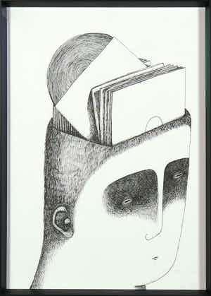 Bisser - Pentekening, Zonder titel - Ingelijst verkocht voor € 100!