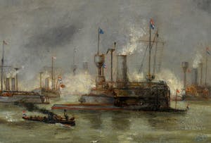 Richardus Philippus Arnoldus van Rees - (1850-1925) - "Hollandse Marinemanoeuvres - Hellevoetsluis". kopen? Bied vanaf 325!
