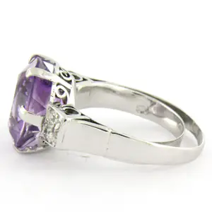 14k gouden ring met amethist en old mine cut geslepen diamant tot. 0.30ct kopen? Bied vanaf 460!