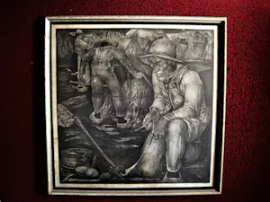 Willem van den Berg - Zeer grote naturalistische Litho "Landarbeiders" in originele lijst kopen? Bied vanaf 43!