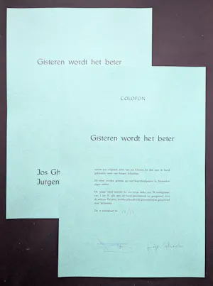 Jurgen Schneider - gisteren wordt het beter - complete set met drie handgekl. etsen, doos, tekst kopen? Bied vanaf 159!