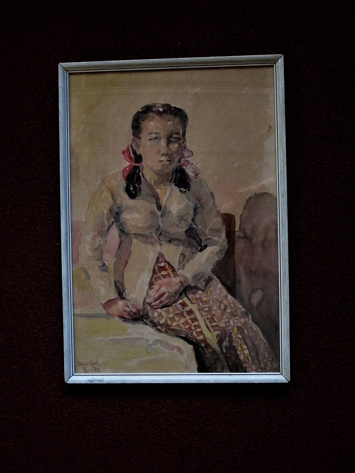 Niet of onleesbaar gesigneerd - Indonesie Java Jakarta 1949 - Portret van jonge vrouw" gesigneerd kopen? Bied vanaf 1!