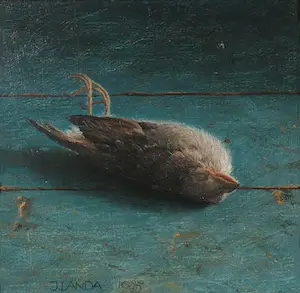 Julien Landa - Olieverf op board, Dood musje kopen? Bied vanaf 200!