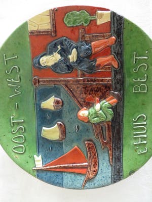 Niet of onleesbaar gesigneerd - Antieke oude spreukborden (2) zeker van voor 1945 (zie spelling) kopen? Bied vanaf 10!