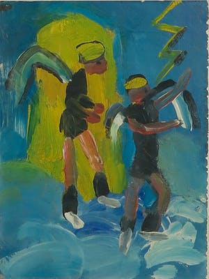 Rob Scholte - Acryl op papier, Engelen- Ingelijst kopen? Bied vanaf 350!