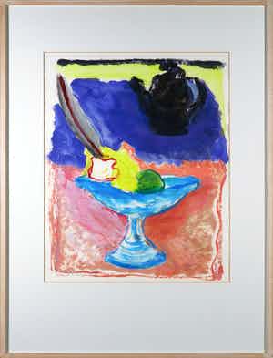 Oskar Lens - Gouache op papier, Z.T. (Blauwe schaal) - Ingelijst verkocht voor € 1!