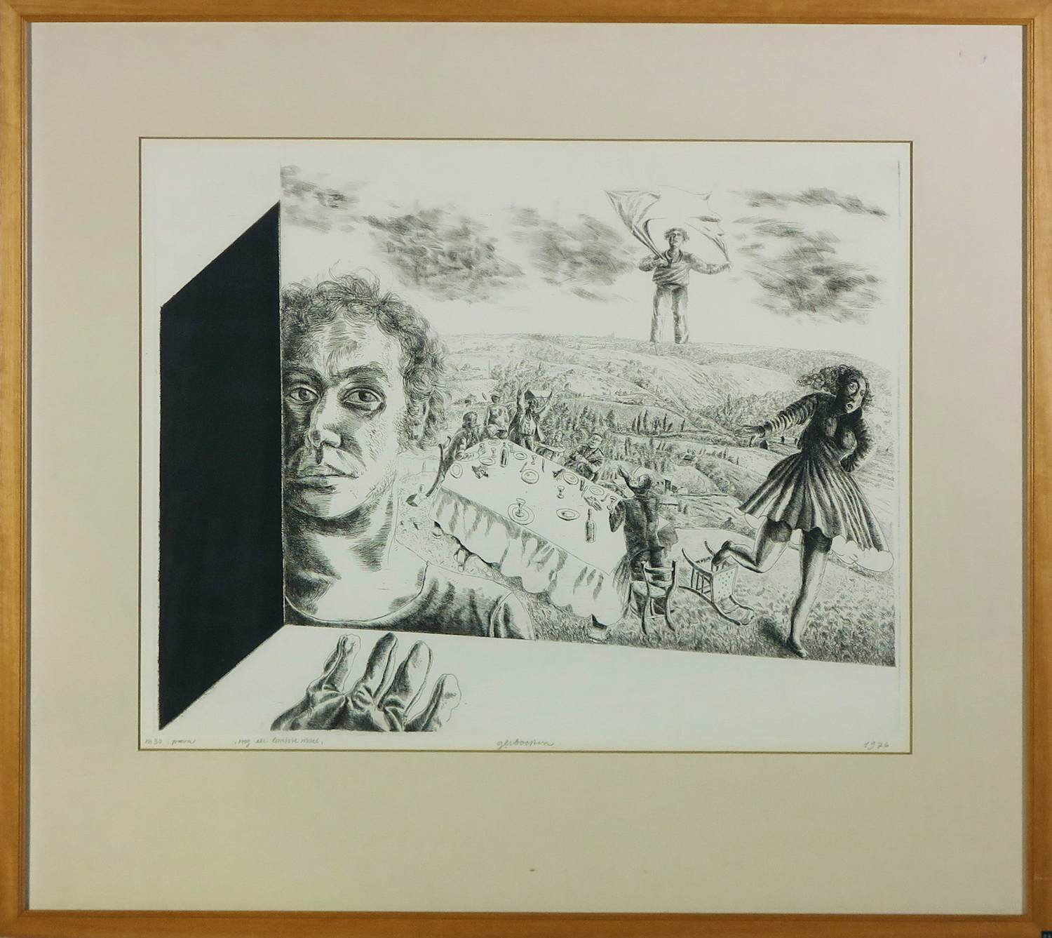 Ger Boosten - Ets op papier, Nog een laatste maal - Ingelijst kopen? Bied vanaf 40!