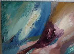 Diederik van Leeuwen - Acrylverf op doek, “Landschap” – gesigneerd - Groot kopen? Bied vanaf 65!