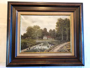 L. De Bruijn - Huis aan rivier - Olieverf op doek, Ingelijst kopen? Bied vanaf 1!