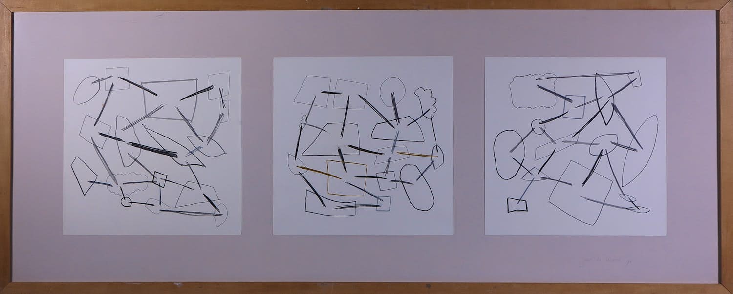 Jan de Weerd - Gemengde techniek op papier, Zonder titel - Ingelijst verkocht voor € 80!