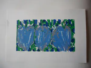 Ad van Hassel - Zeefdruk, 3 Blauwen tulpen. kopen? Bied vanaf 35!