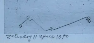 Theo Beerendonk - Lijnets op papier | 'Zaterdag 11 april 1970' | 1970 kopen? Bied vanaf 80!