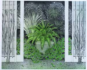 Tiny van der Sar - Erker met planten - grote ets/aquatint - epreuve 3/20 verkocht voor € 65!