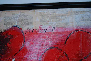 Antonio Poioumen - Rode bloemen, gemengde techniek, acryl - fraai ingelijst, groot kopen? Bied vanaf 350!