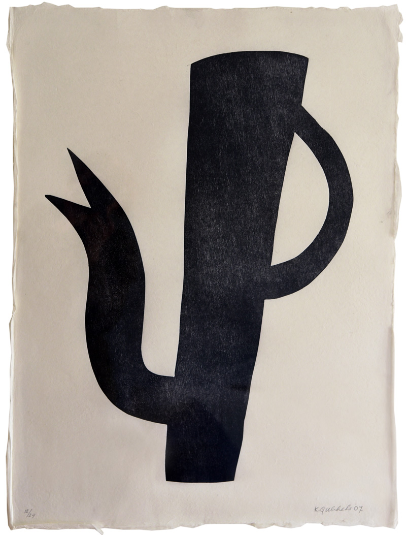 Klaas Gubbels - grote houtdruk 'Zwarte kan' - 2007 - oplage 24. verkocht voor € 850!