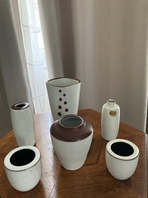 Potterie Ravelli - 6 gemerkte vazen/vaasjes kopen? Bied vanaf 65!