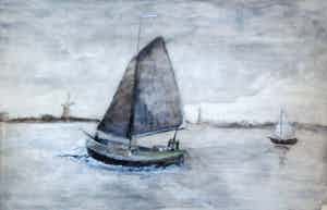 Peter Nagel - Aquarel - 1972 verkocht voor € 45!