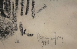 Germ de Jong - Houtskool op papier - "kerkinterieur II" Hooge Beintum Friesland kopen? Bied vanaf 275!