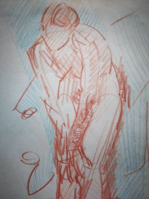 Paul Gabriel Hubert - Schets. Naakt. Staande vrouw. kopen? Bied vanaf 35!