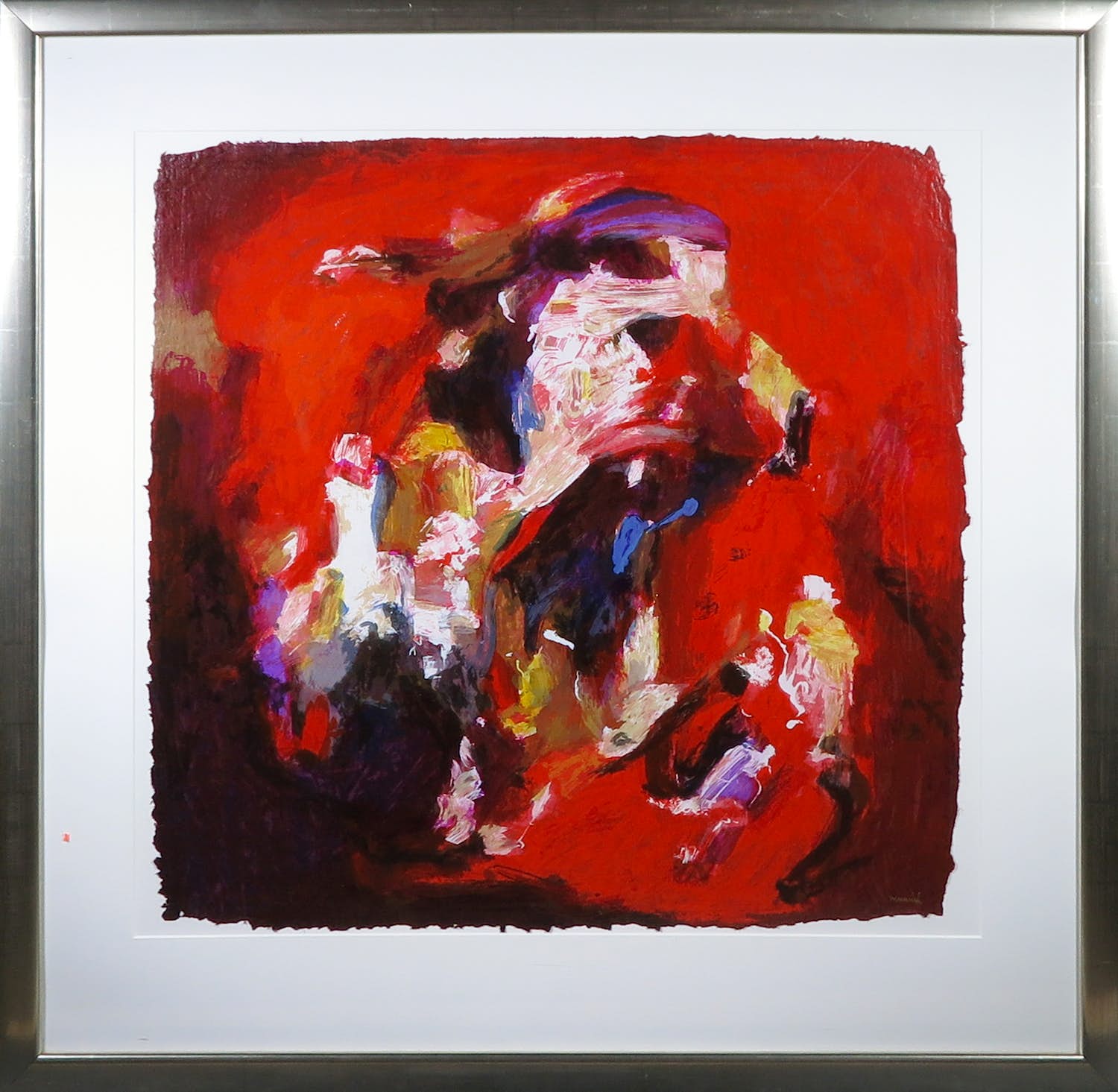 Peter Munnik - Zeefdruk, Zonder titel rood - Ingelijst (Groot) verkocht voor € 50!