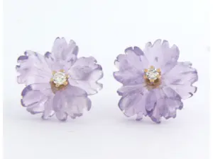 18k rose gouden oorknoppen met amethist en diamant 0.08 ct - F/G - VS/SI kopen? Bied vanaf 180!