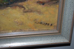 Frans Boers - Zuidelijk erf en hangar - olieverfschilderij kopen? Bied vanaf 75!