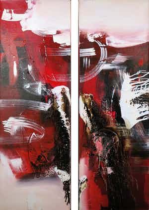William Malucu - Acryl op doek, Twee-luik (Groot) verkocht voor € 100!