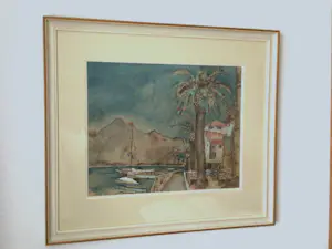 Germ de Jong - "Kustplaats Zuid-Frankrijk" - 1957 - Gem. Techn. - Ingelijst - Zeer goed kopen? Bied vanaf 400!