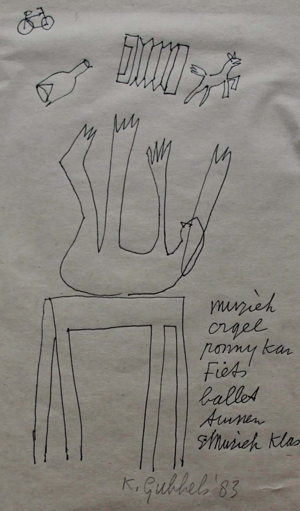 Klaas Gubbels - Pentekening - 1983 kopen? Bied vanaf 150!