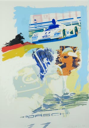 Frank Gude - Zeefdruk, Porsche - Ingelijst kopen? Bied vanaf 1!