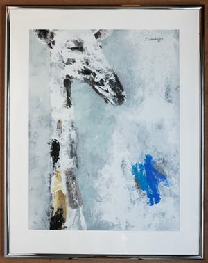 Nico Molenkamp - Giraffe overdag, zeefdruk (mooi ingelijst, groot!) kopen? Bied vanaf 350!