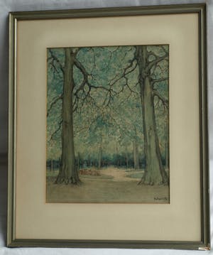 Heertje van Doornik - Aquarel, “Bos” - gesigneerd & ingelijst – ca 1920 kopen? Bied vanaf 50!