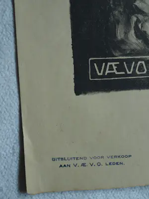Adriaan van 't Hoff - Lithografische prent , Oehoe – Uitgegeven door De V.AE.V.O. –100x75 cm kopen? Bied vanaf 60!