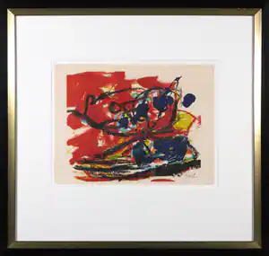 Karel Appel - Litho, Musique barbare - Ingelijst verkocht voor € 350!