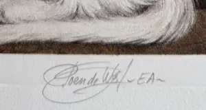 Poen de Wijs - handgesigneerde kleurenlitho | 'Kinderspel - Meisje met witte kat'| 2006 kopen? Bied vanaf 100!
