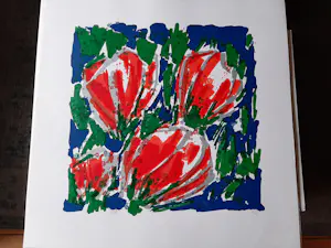 Ad van Hassel - Zeefdruk, Rode tulpen - 100 ex. kopen? Bied vanaf 40!
