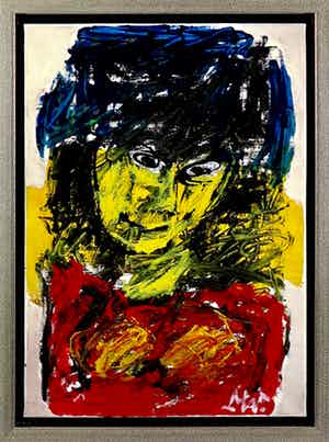 Martin van Wordragen - Olieverf, Straatkatje - Ingelijst verkocht voor € 200!