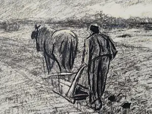 Anton Mauve (sr.) - mooie houtskool en pastel tekening "boer en paard" potloodgesigneerd kopen? Bied vanaf 78!