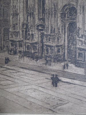 Niet of onleesbaar gesigneerd - Ets dom Milaan, gesigneerd kopen? Bied vanaf 1!