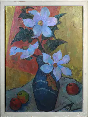 Greet Feuerstein - Olieverf op doek, Stilleven met bloemen - Ingelijst kaufen? Bieten Sie von 150!