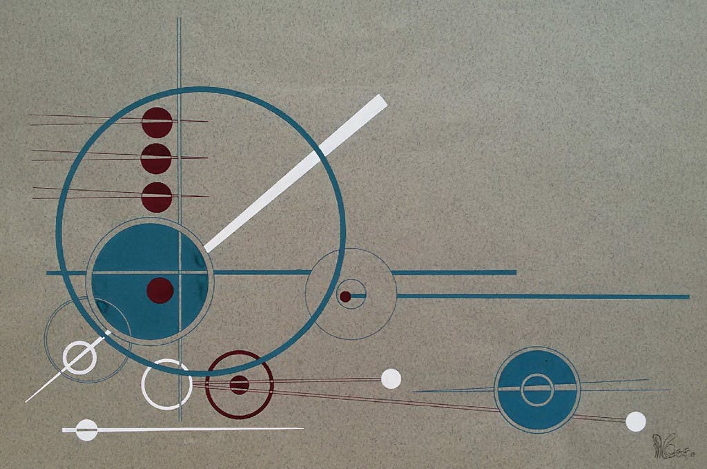 Wim Bos - Wim Bos - Geometrisch abstracte compositie, gouache kopen? Bied vanaf 1!