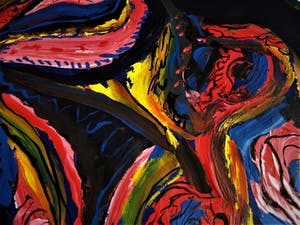 Olav Vorsel - Sterk expressionistisch CoBrA stijl - olieverf op papier - "Wave" gesigneerd kopen? Bied vanaf 20!
