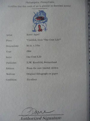 Karel Appel - Litho uit portfolio 'One Cent Life' kopen? Bied vanaf 120!
