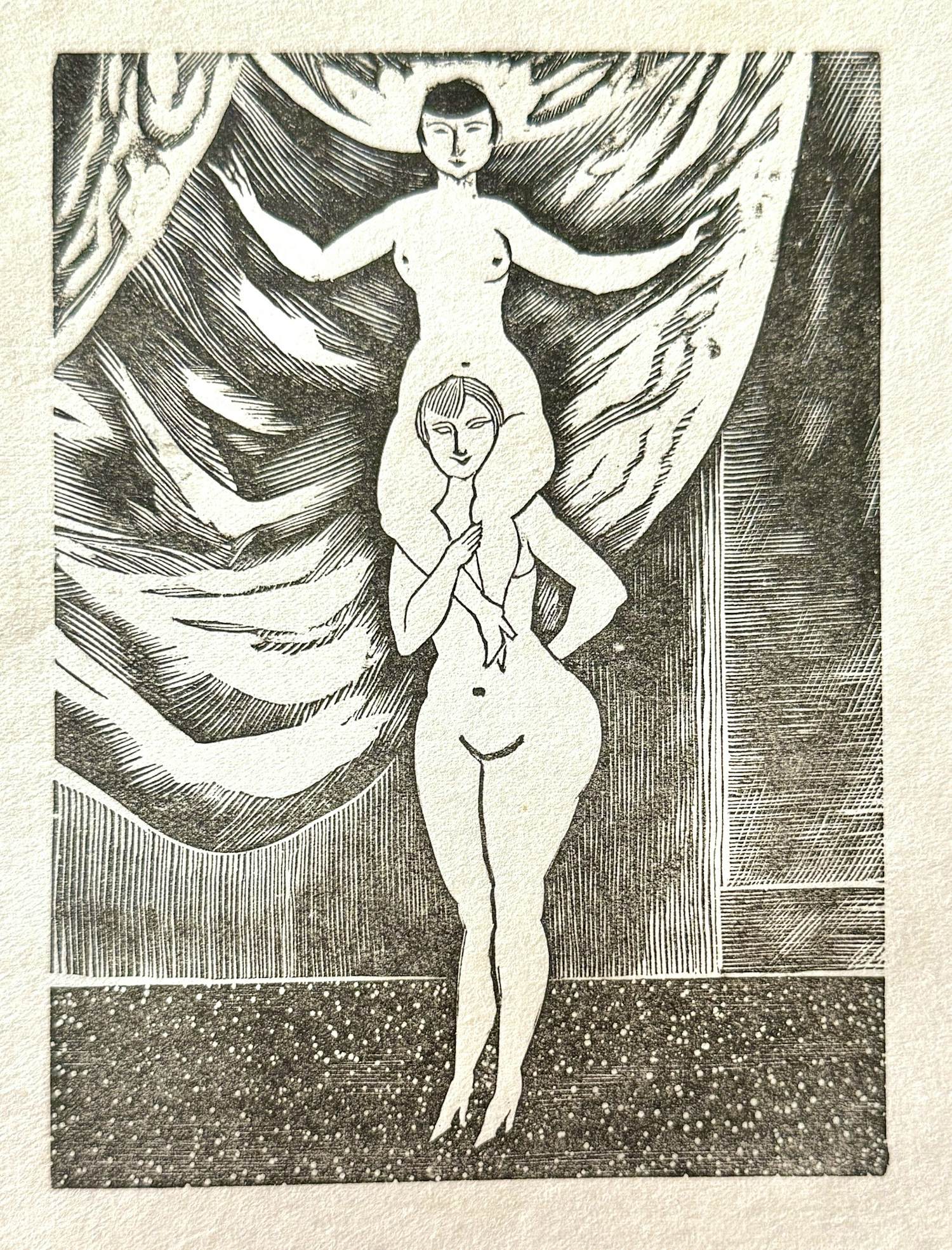 Buy Tsuguharu Foujita - Nackte Akrobatinnen auf der Bühne Original-Holzschnitt 1925 ars nuditas? Bid from 85!
