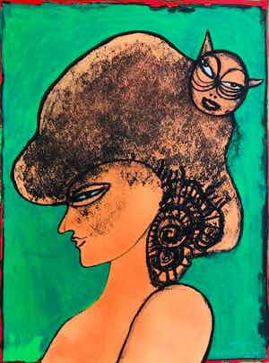 Corneille - sans titre (vrouw met kat) verkocht voor € 325!