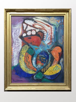 Niet of onleesbaar gesigneerd - portret van boerenvrouw - acryl op canvas, ingelijst kopen? Bied vanaf 1!