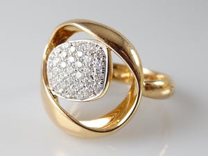 18k roségouden ring met 0.43 ct F-VVS diamanten - ringmaat 17,25 mm (54) kopen? Bied vanaf 450!