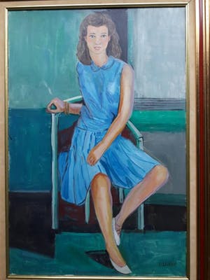 Niet of onleesbaar gesigneerd - Meisje in blauwe jurk. kopen? Bied vanaf 10!